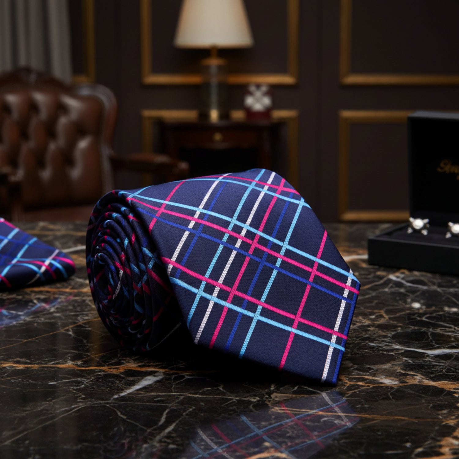 Blue Pink Lines Tie