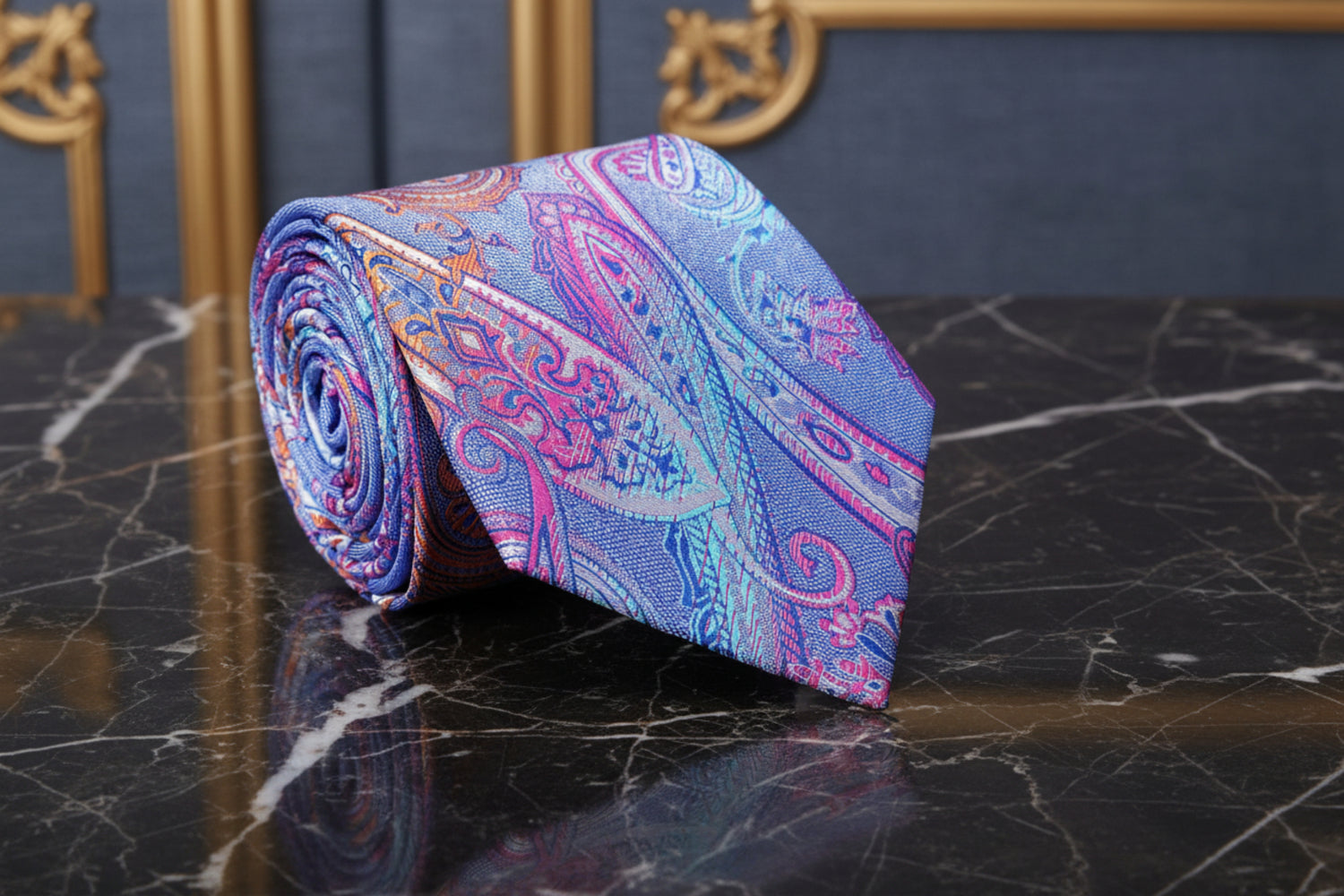 Blue, Pink Orange Vice Paisley Tie  