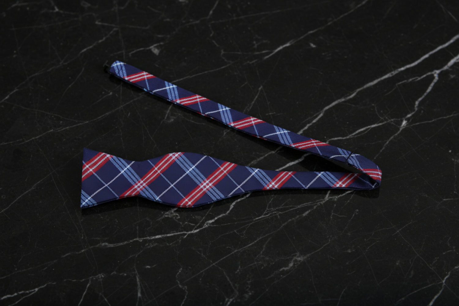 Blue, Red Plaid Self-Tie Bow Tie