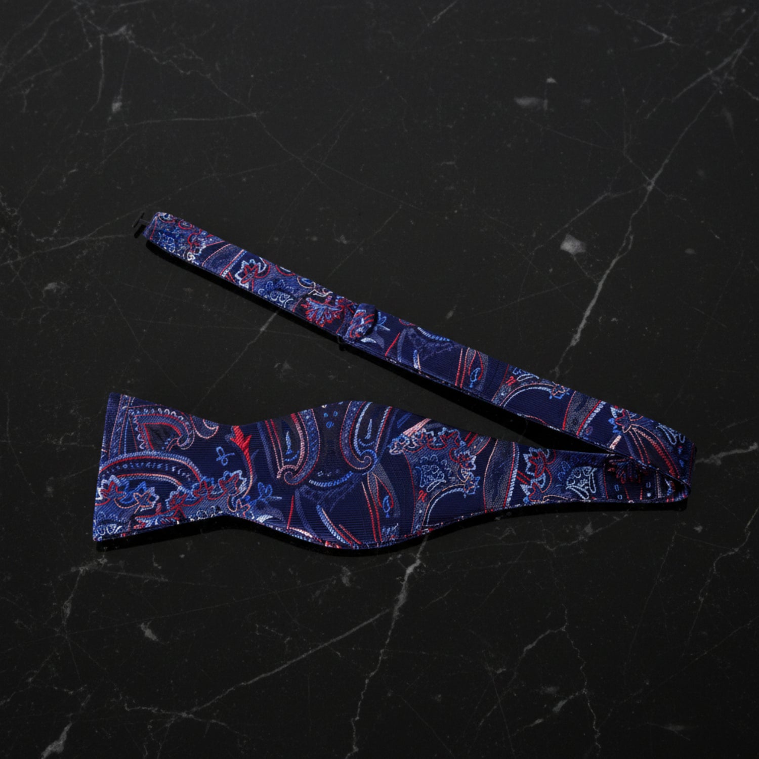 Self Tie Blue, Red Paisley Bow Tie 