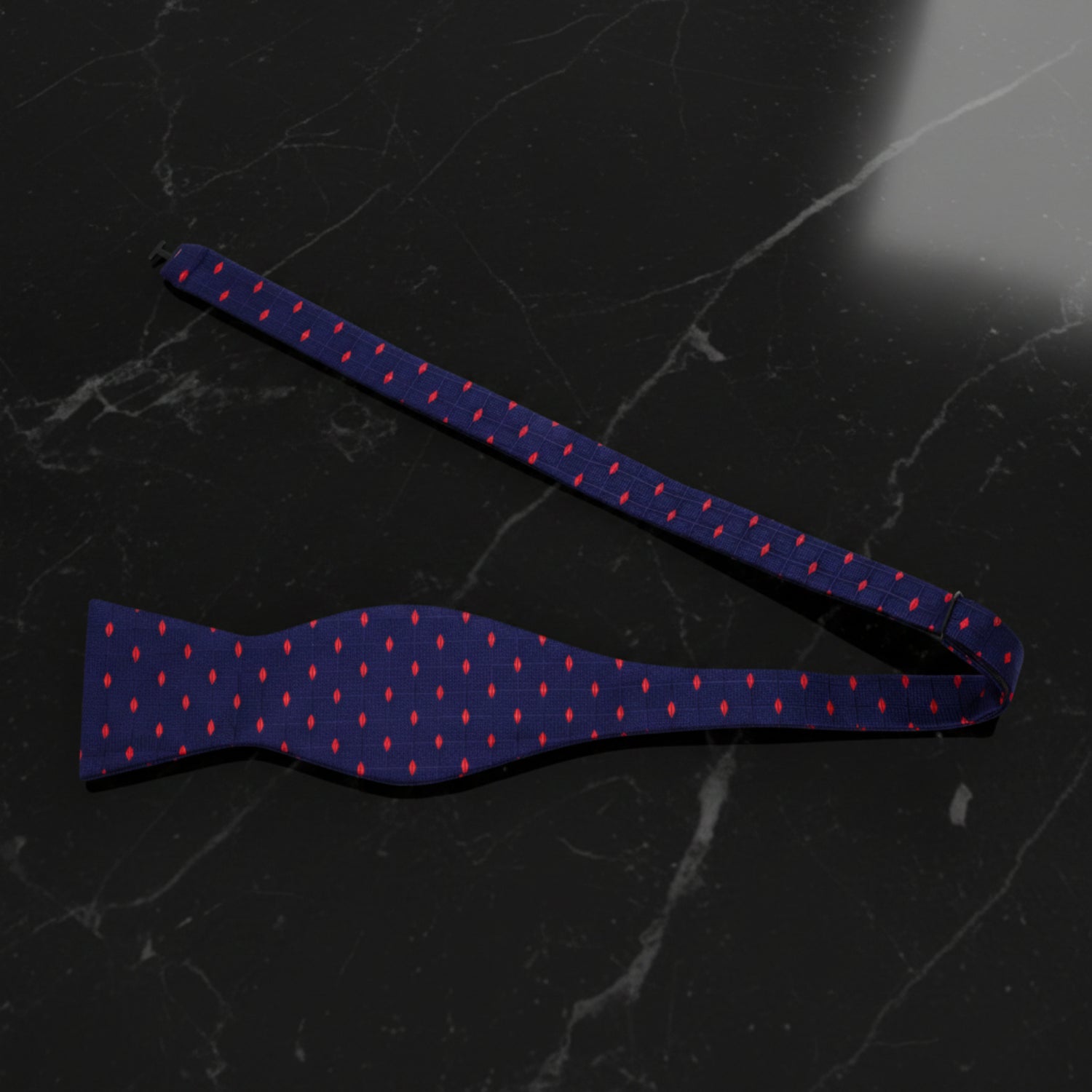 View 2: Blue and Red Geometric Self Tie Bow Tie