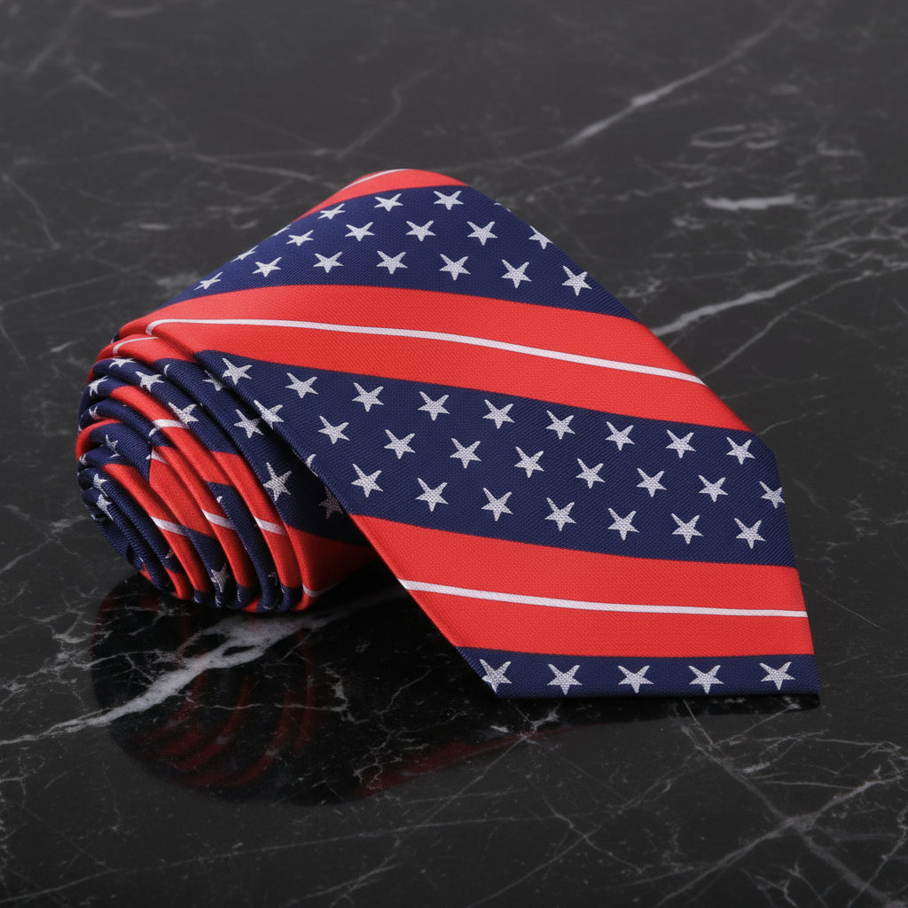 Blue, Red, Grey New Stars and Stripes Tie  