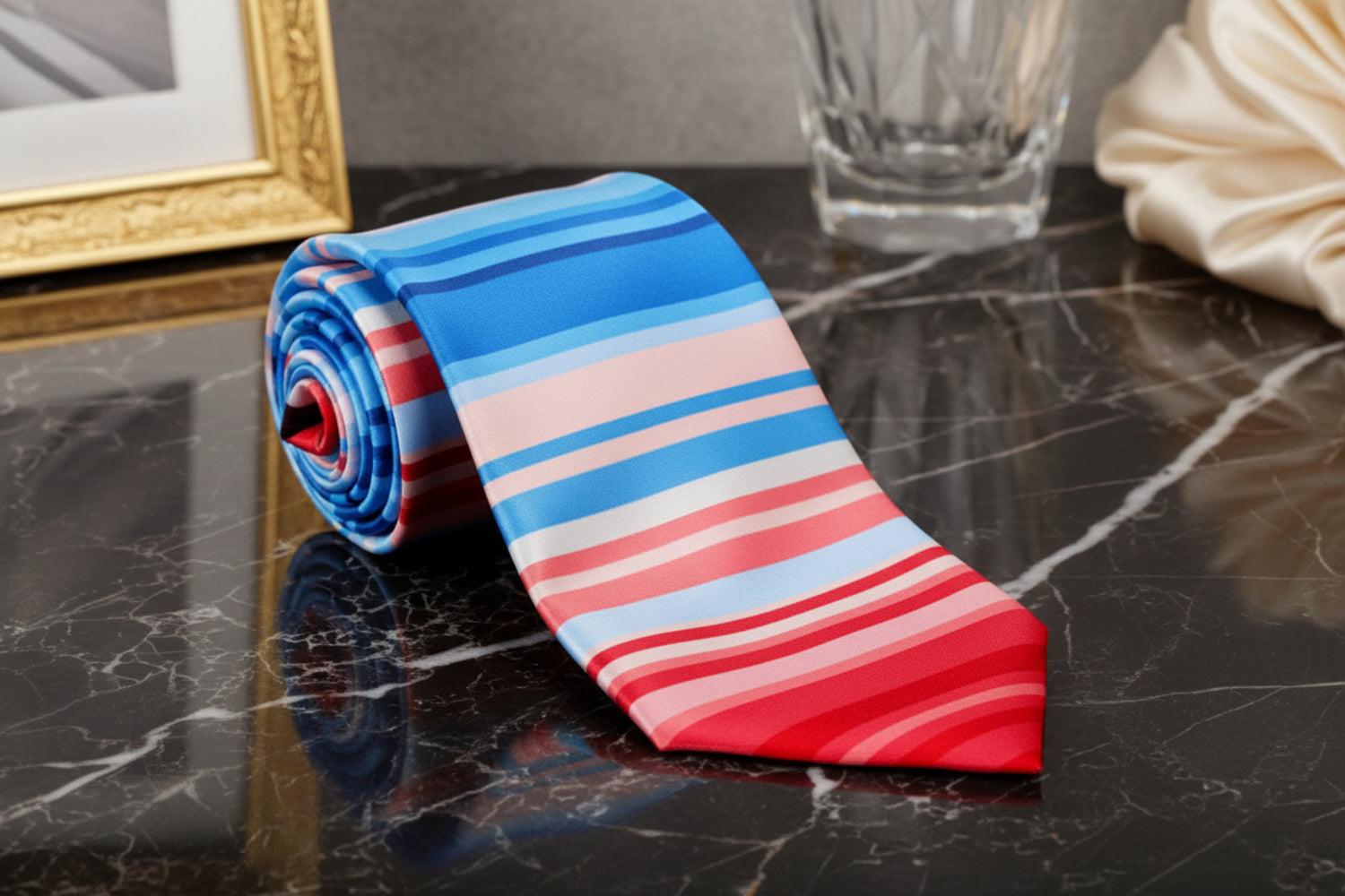 Shades of Blue and Red Gradient Tie 