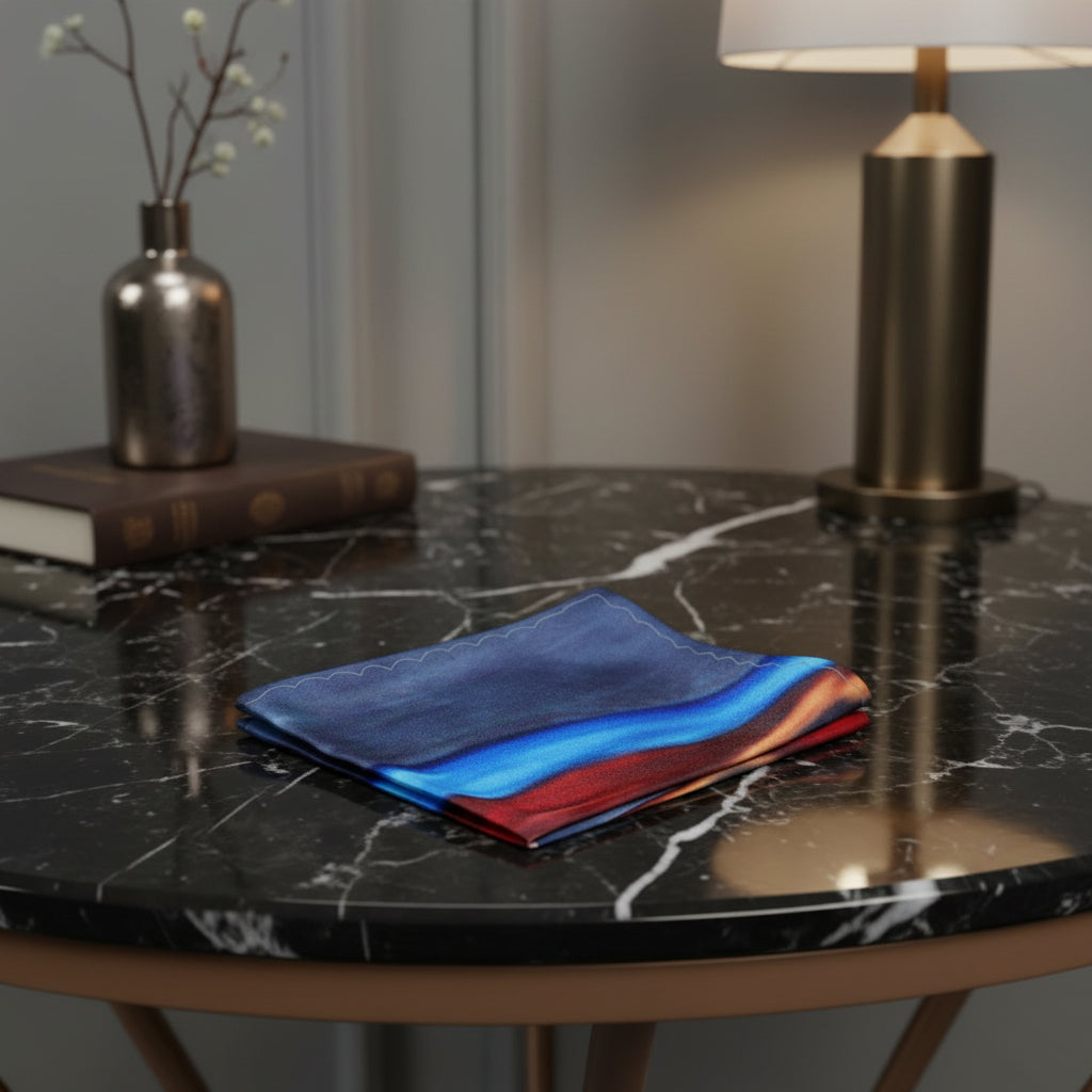 Main view: Blue, Red and Orange Abstract Pocket Square