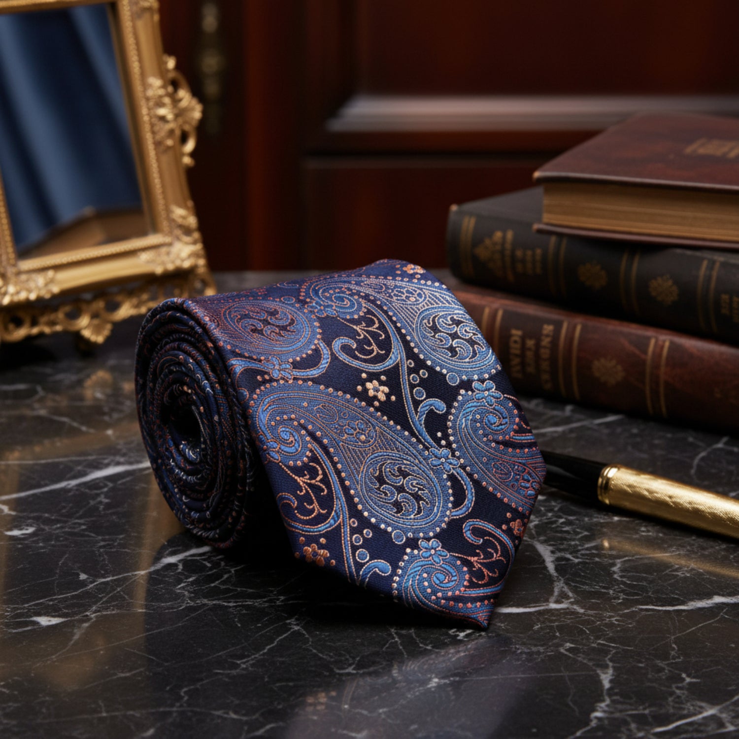 Blue, Red, Blue Paisley Tie