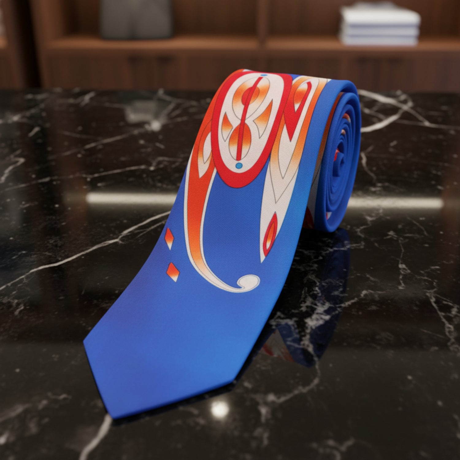 Alt View: White, Blue, Orange, Yellow Paisley Tie