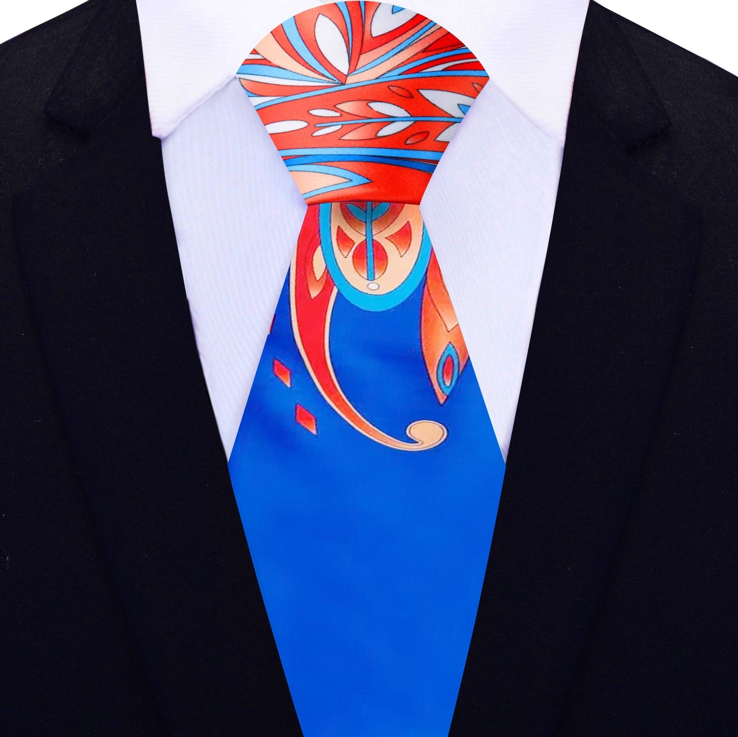 Blue, Red, Orange Paisley Tie View 2
