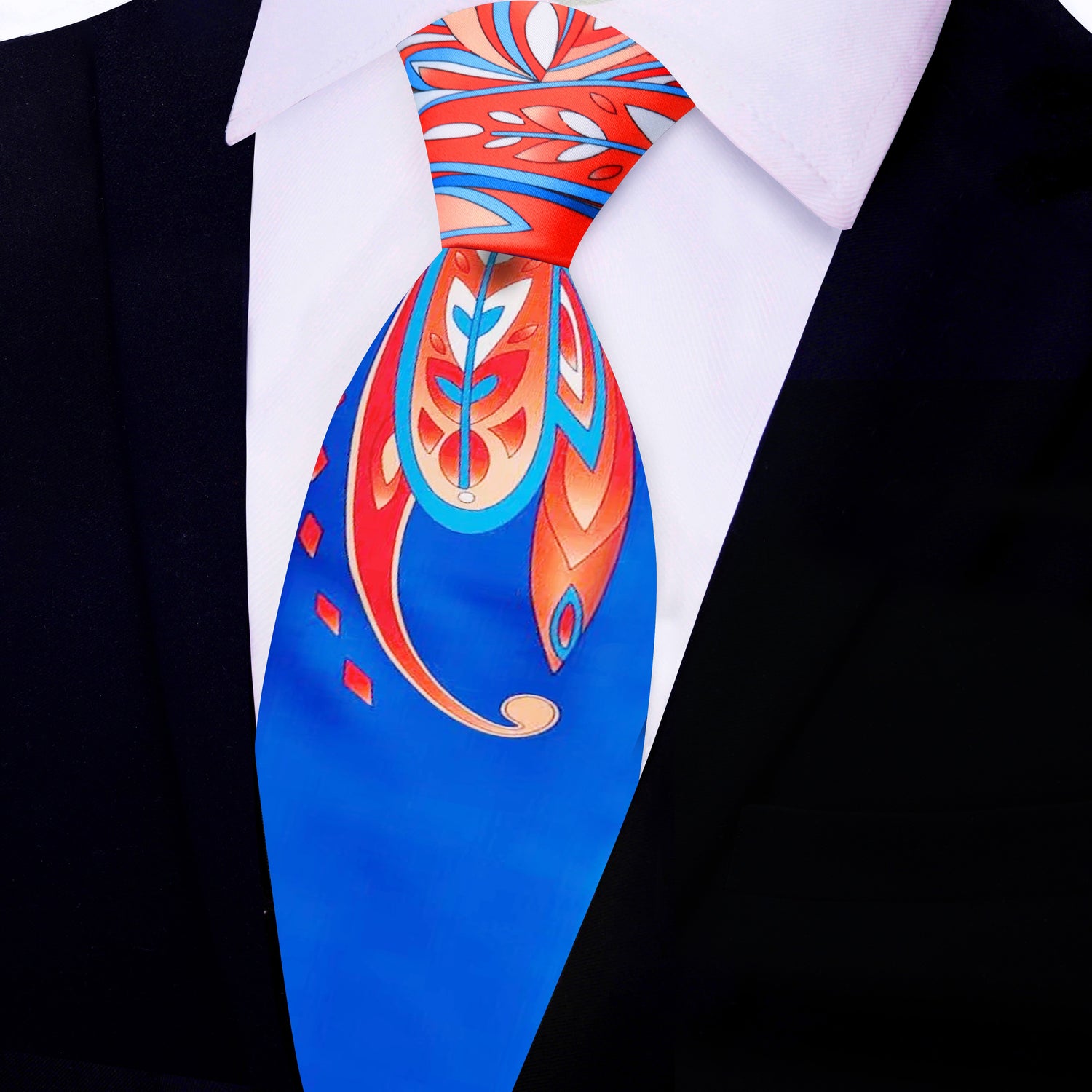 Blue, Red, Orange Paisley Tie