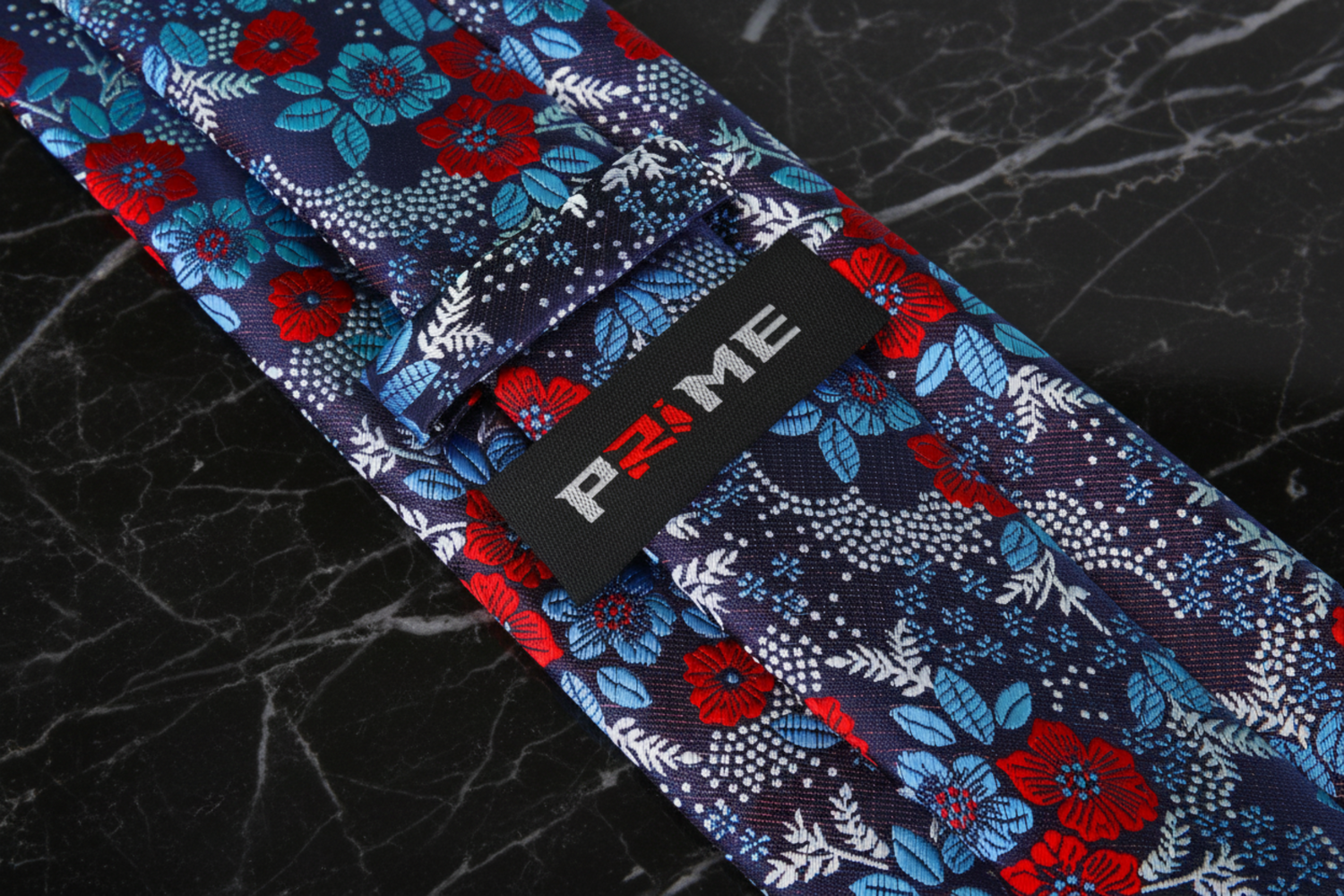 Blue, Red, Silver Floral Necktie Keep