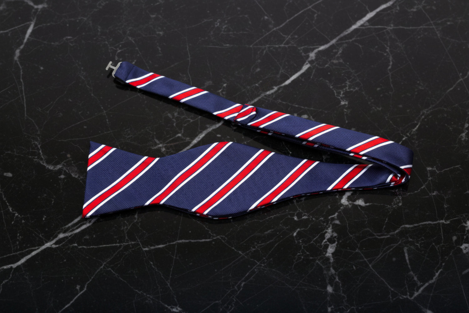 Blue, Red, White Stripe Bow Tie Self-Tie