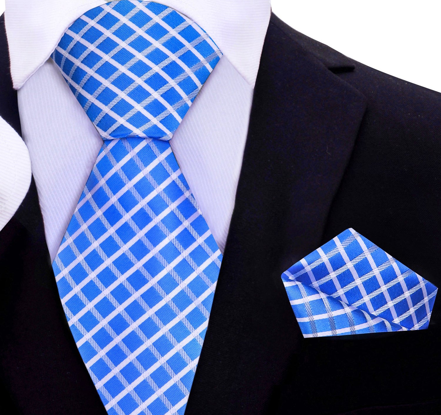 Main View: Light Blue Interlock Tie and Square