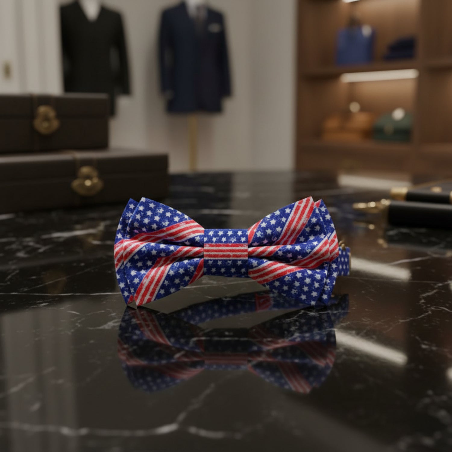 Red, Blue, White Stars And Stripes Bow Tie