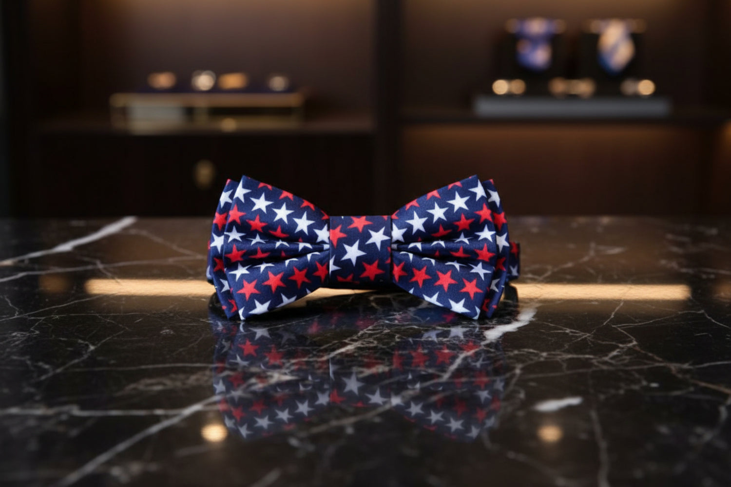 Blue, Red, Blue Patriotic Stars Bow Tie