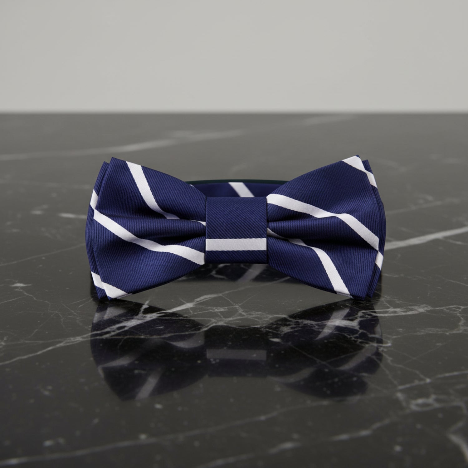 Blue, White Stripe Bow Tie Pre Tied