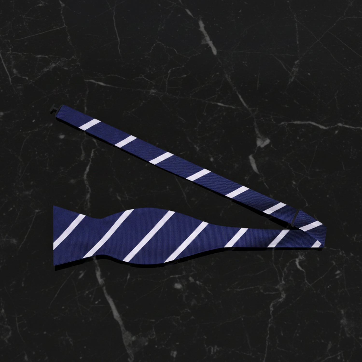 Blue, White Stripe Bow Tie Self Tie 