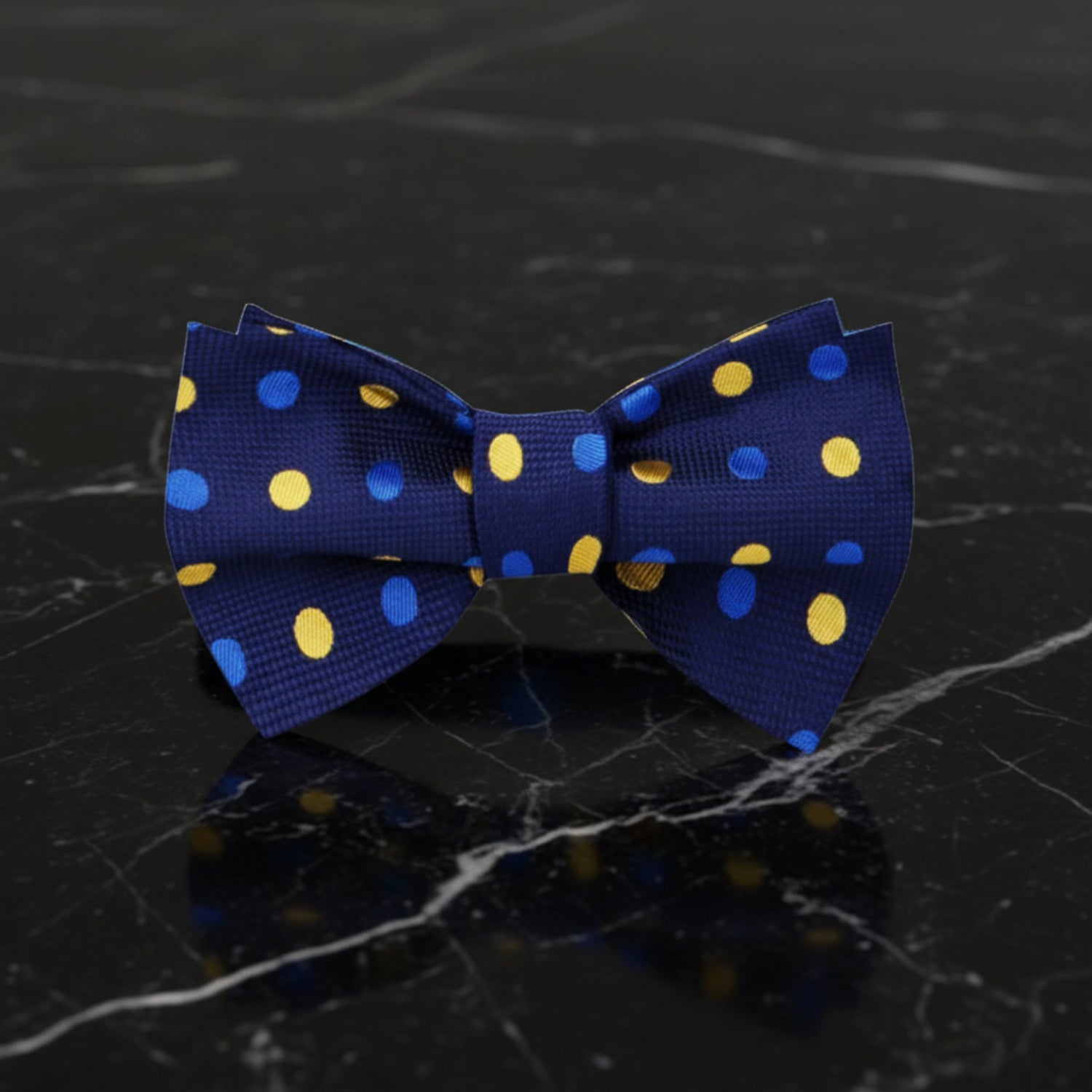 Blue and Yellow Polka Bow Tie 