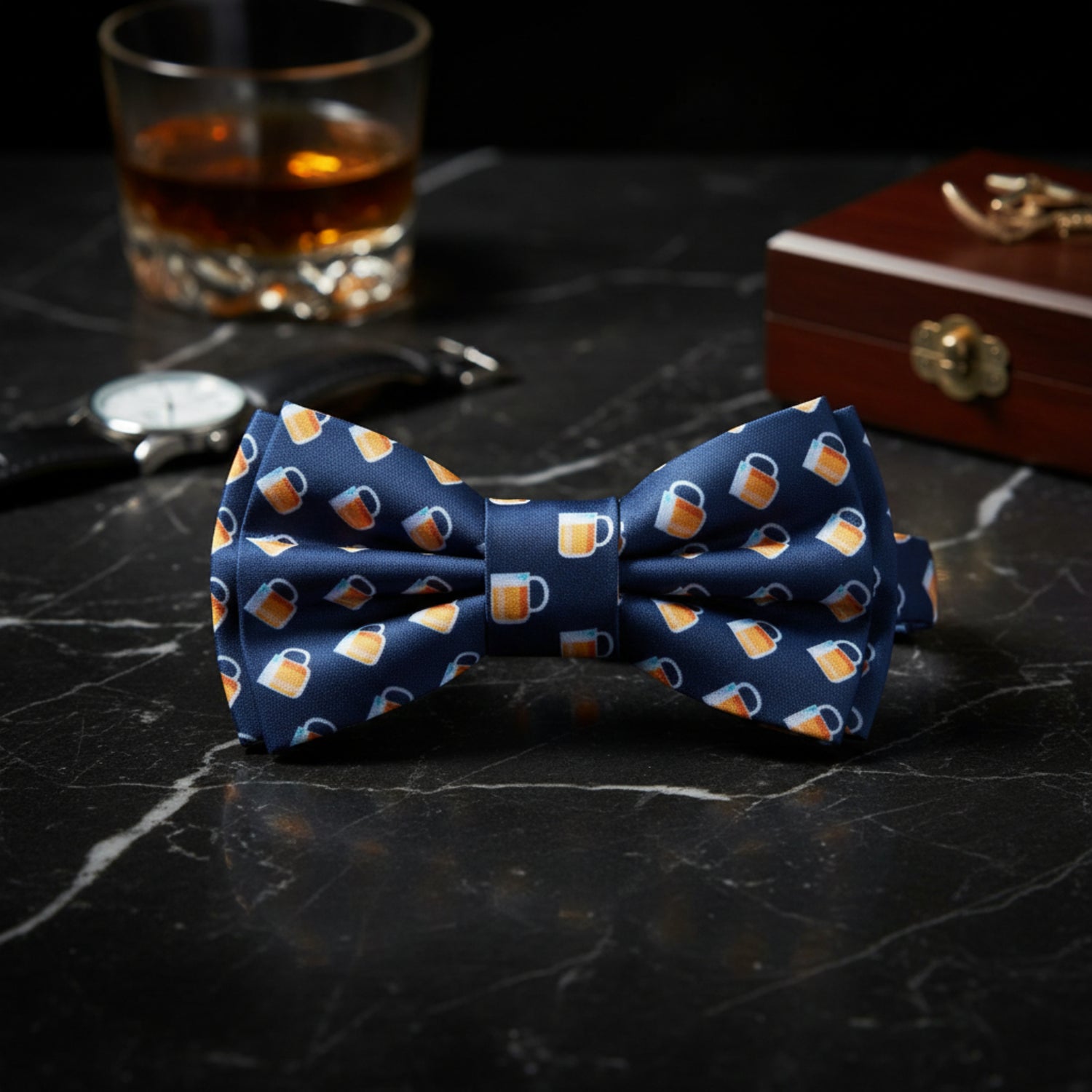 Single Blue, Yellow Beer Mugs Bow Tie