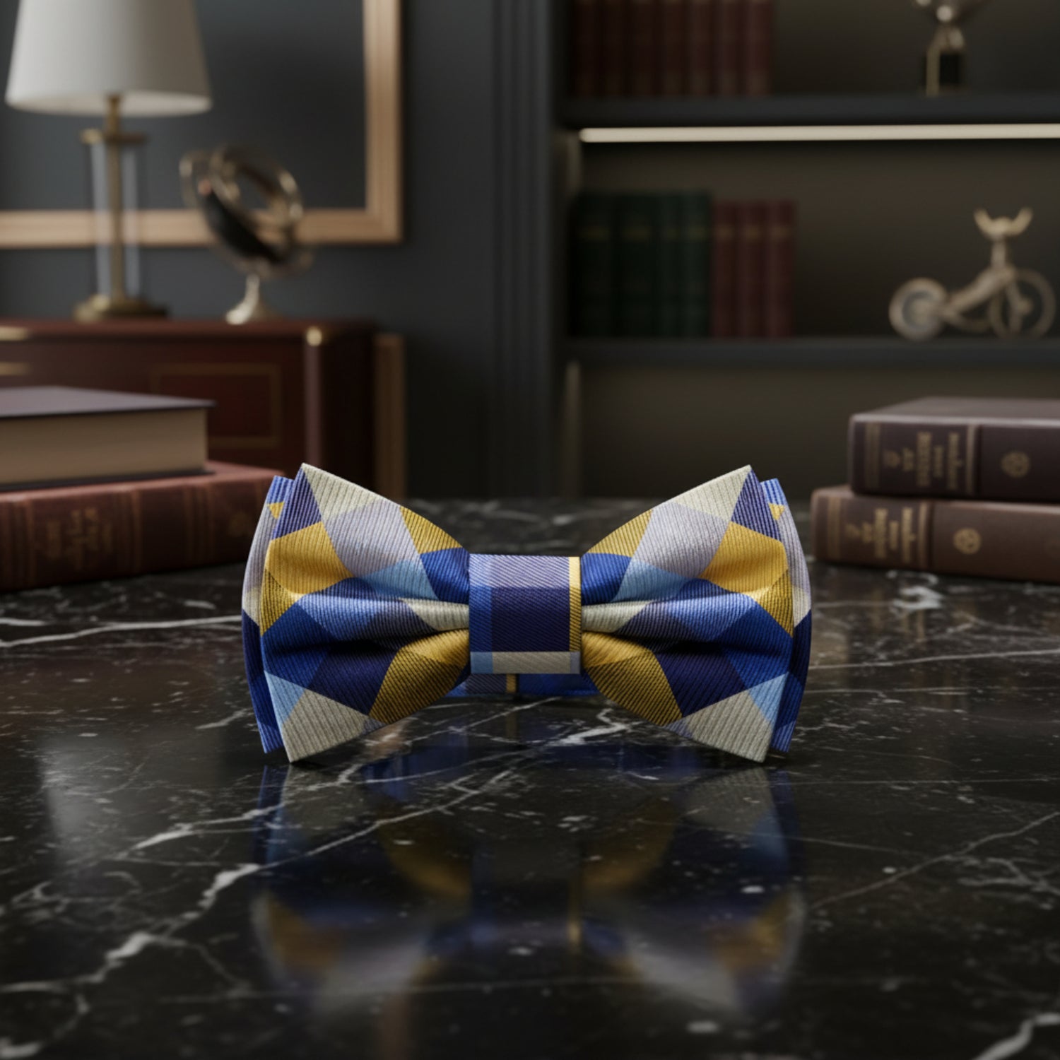Green, Blue Check Bow Tie 