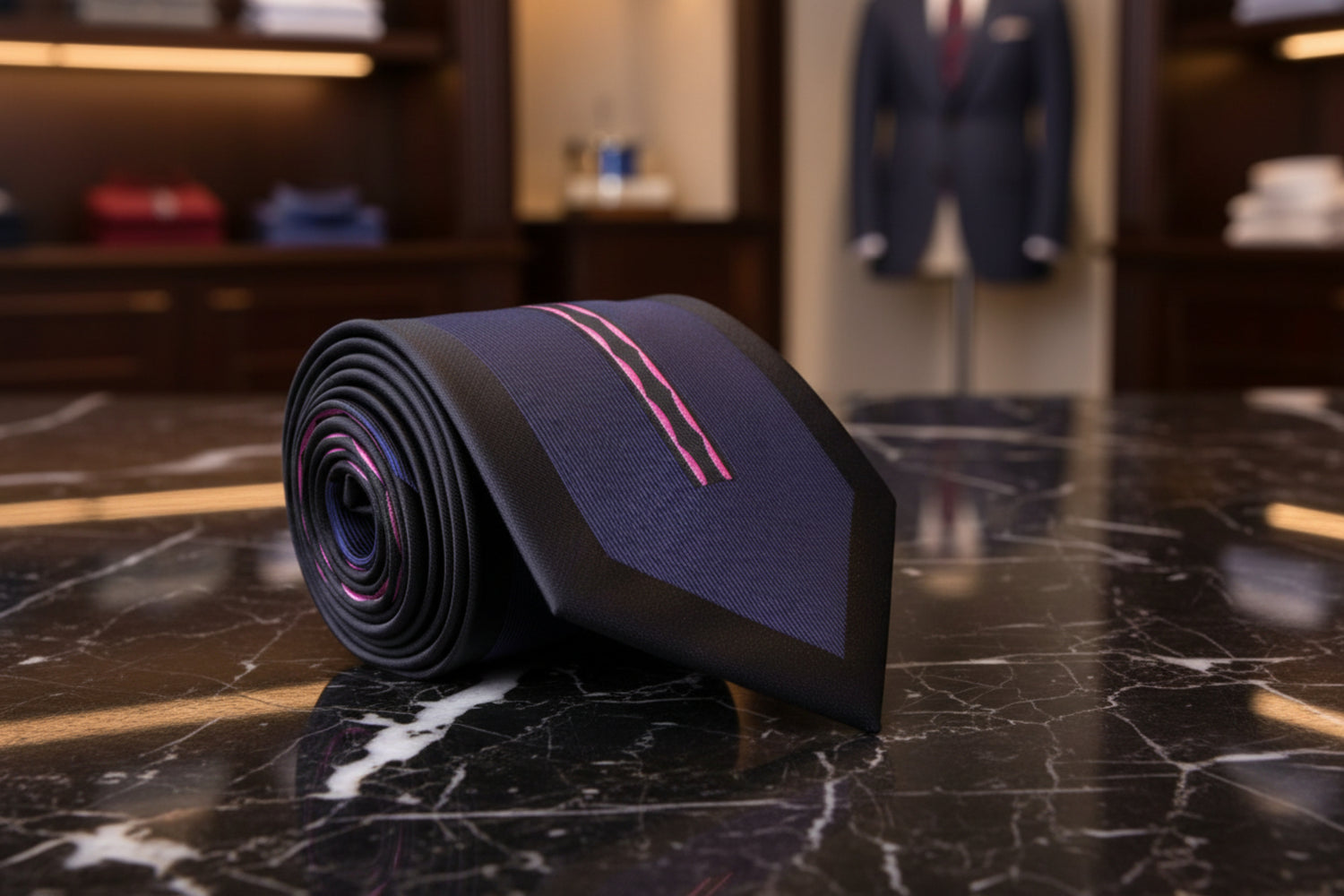 Black, Blue, Purple Waved Lines Tie  