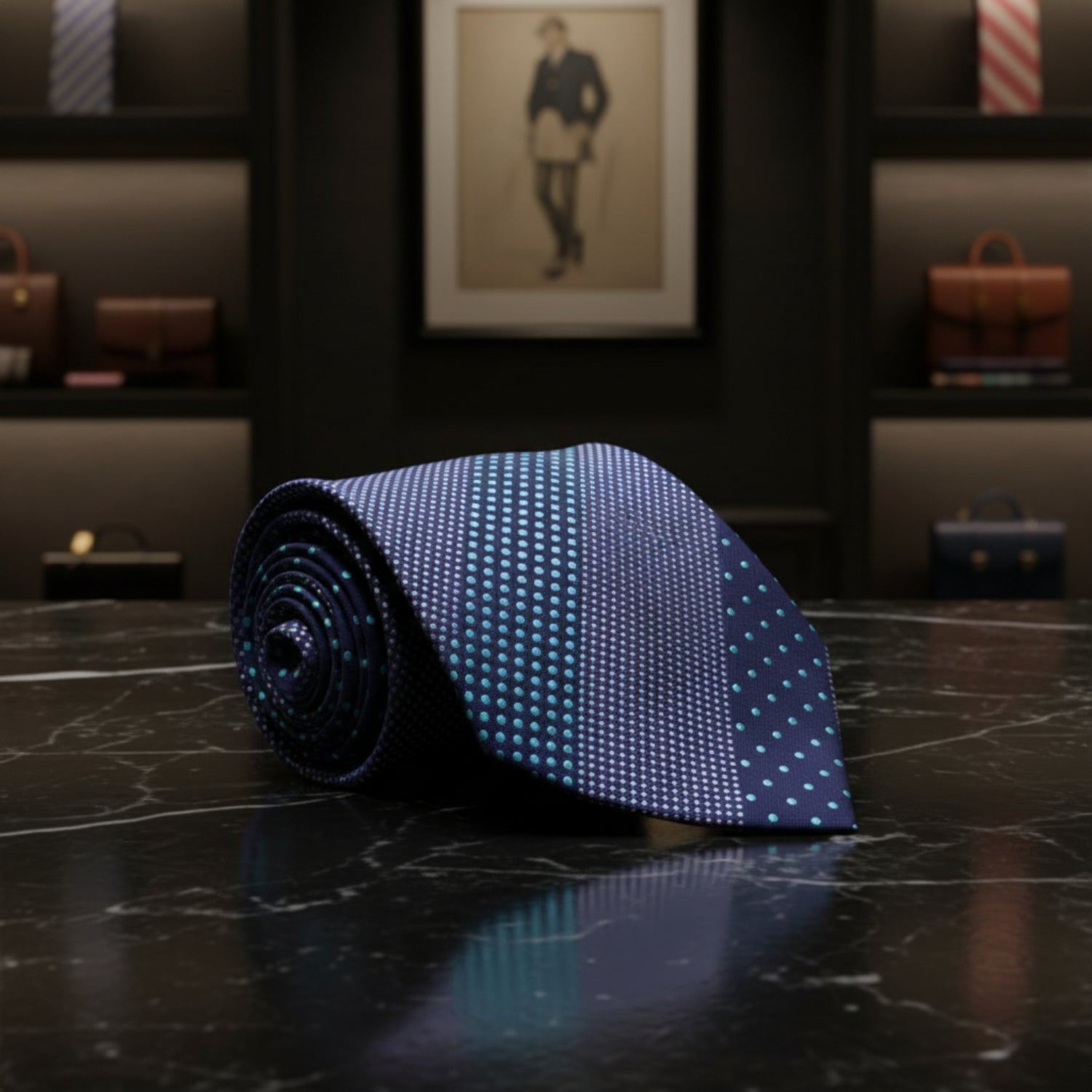 Blue Dots Thin Tie 