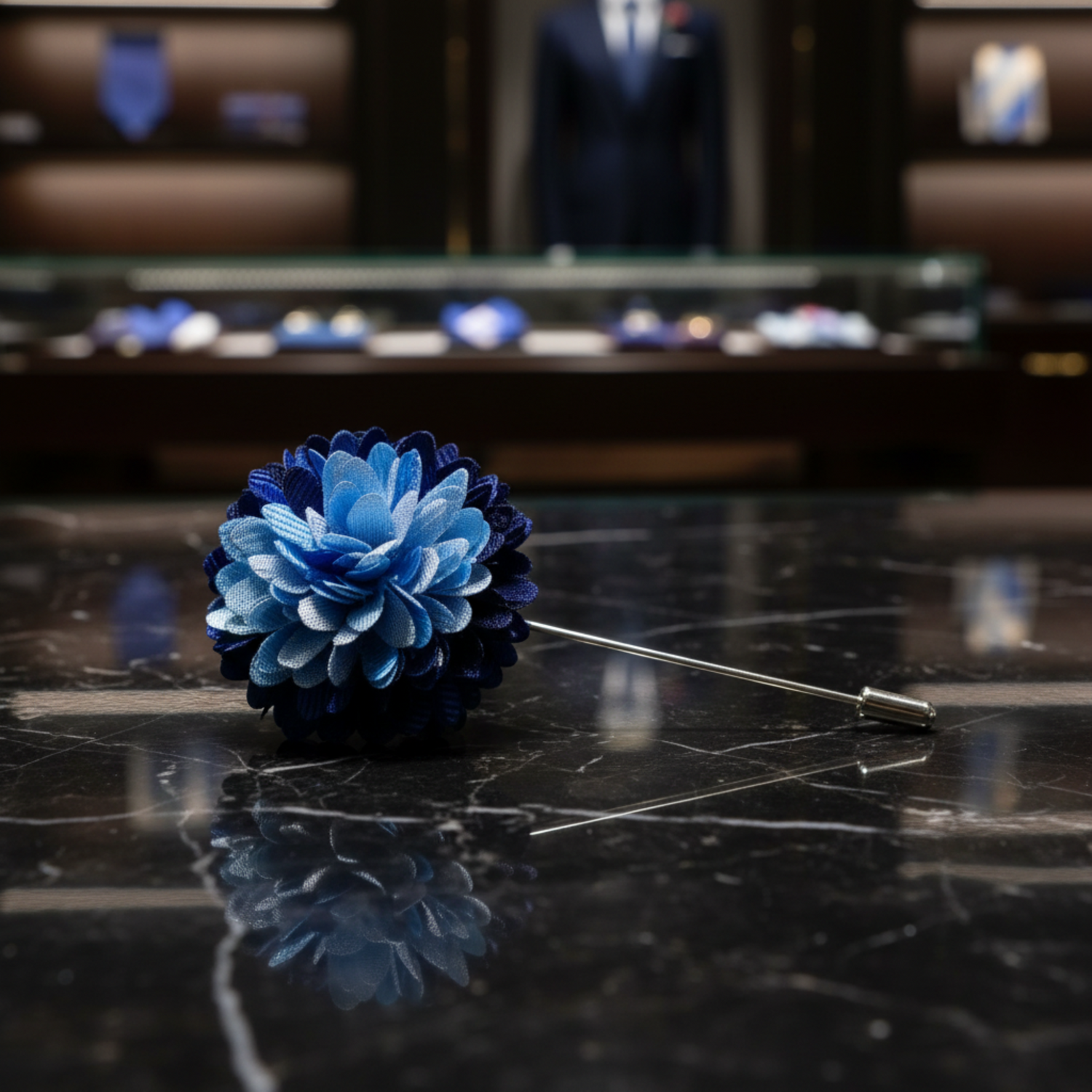 Blue with Light Blue Blossom Lapel Pin