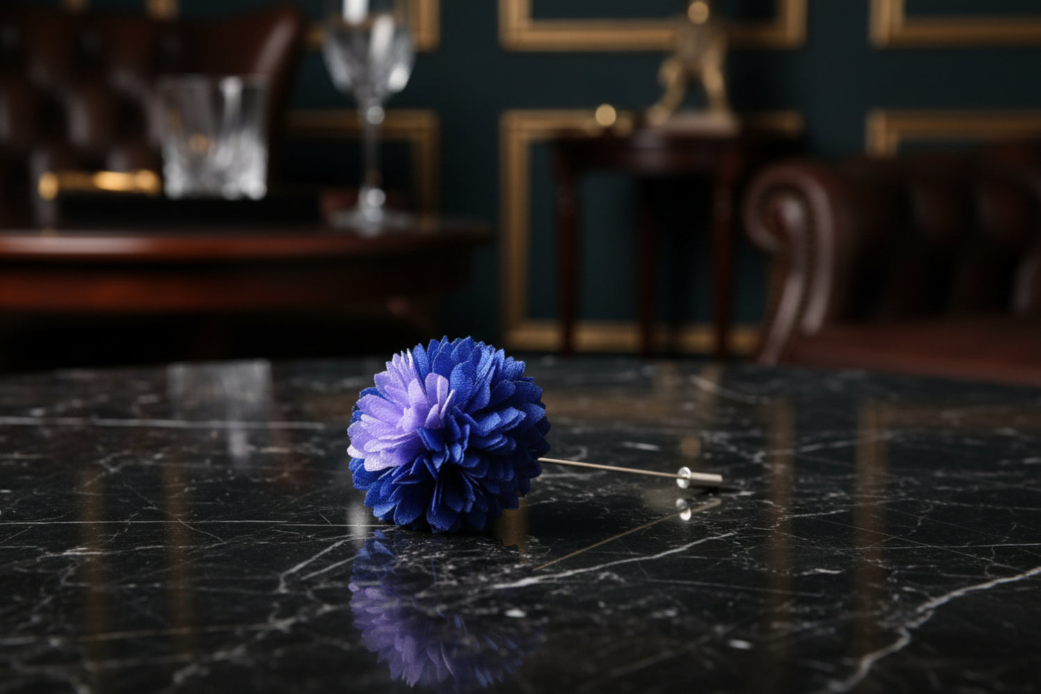 A Blue, Purple Thin Petal Lapel Flower