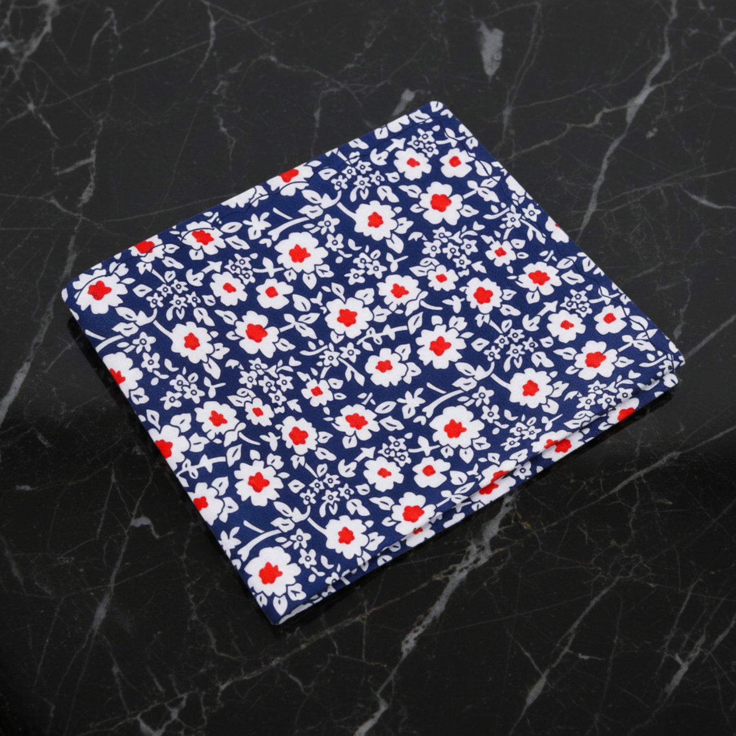 Blue, Red and White Simple Flowers Pocket Square