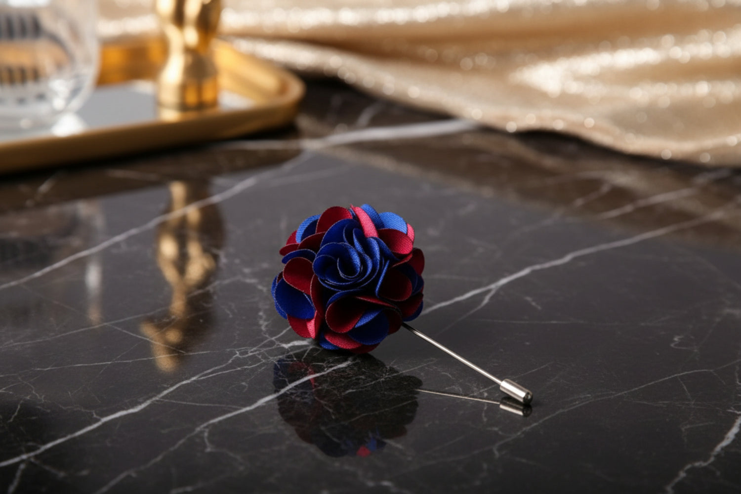 Blue Red Flower Lapel Pin||Blue, Red