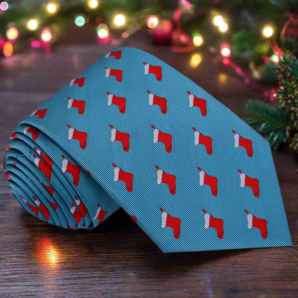 Light Blue Red Stockings Single Tie||Light Blue