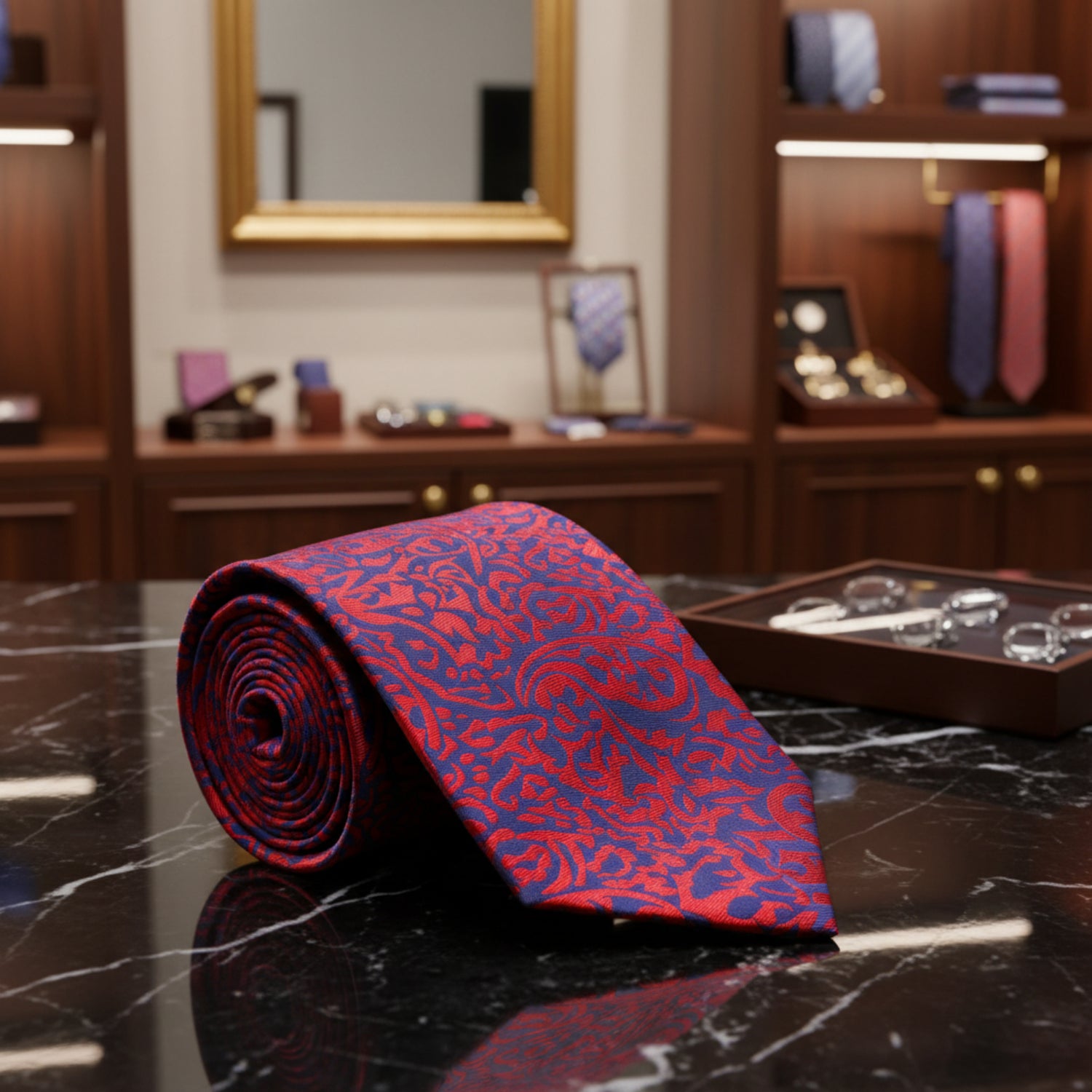 Red, Blue Paisley Tie 