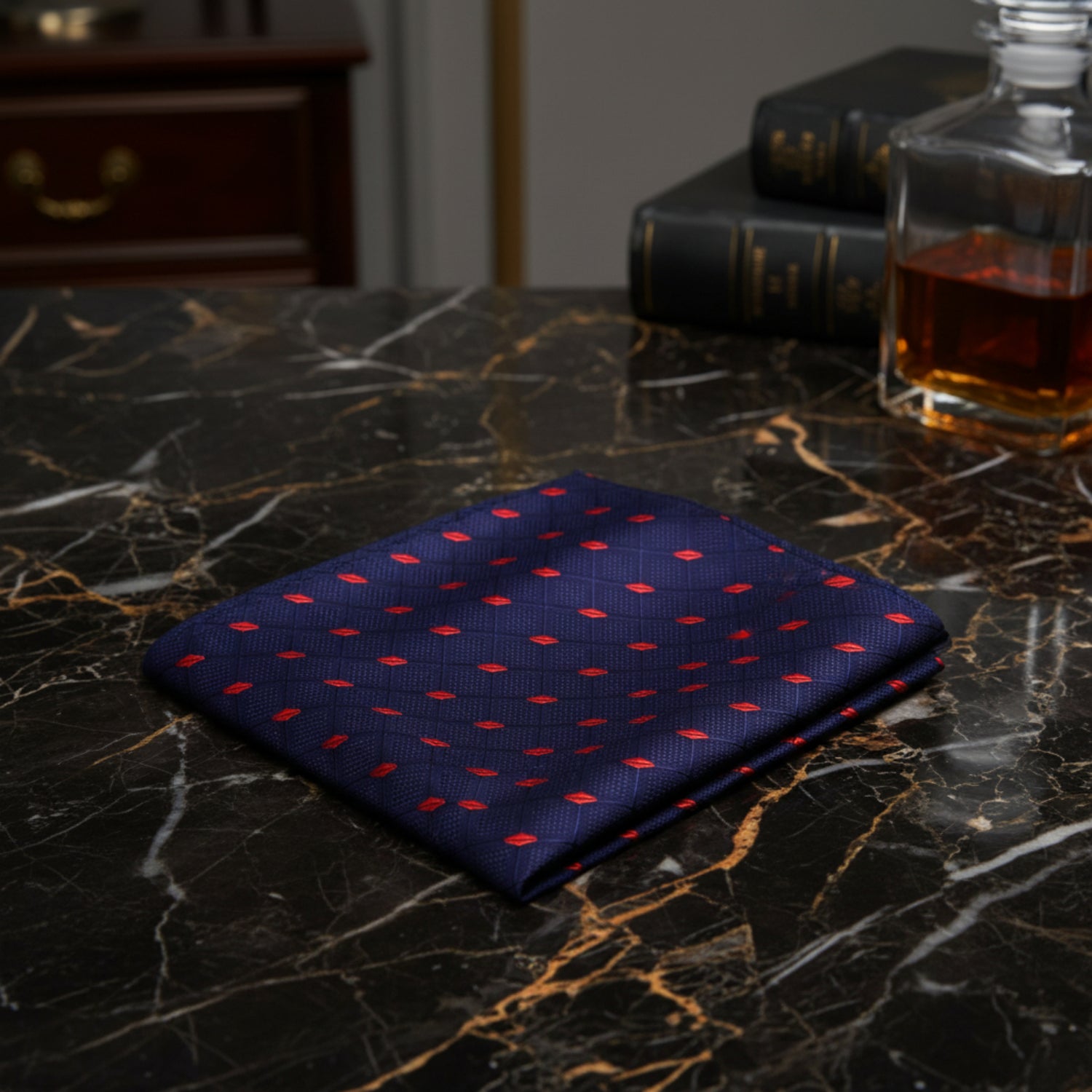 A Blue, Red Check Pattern Pocket Square