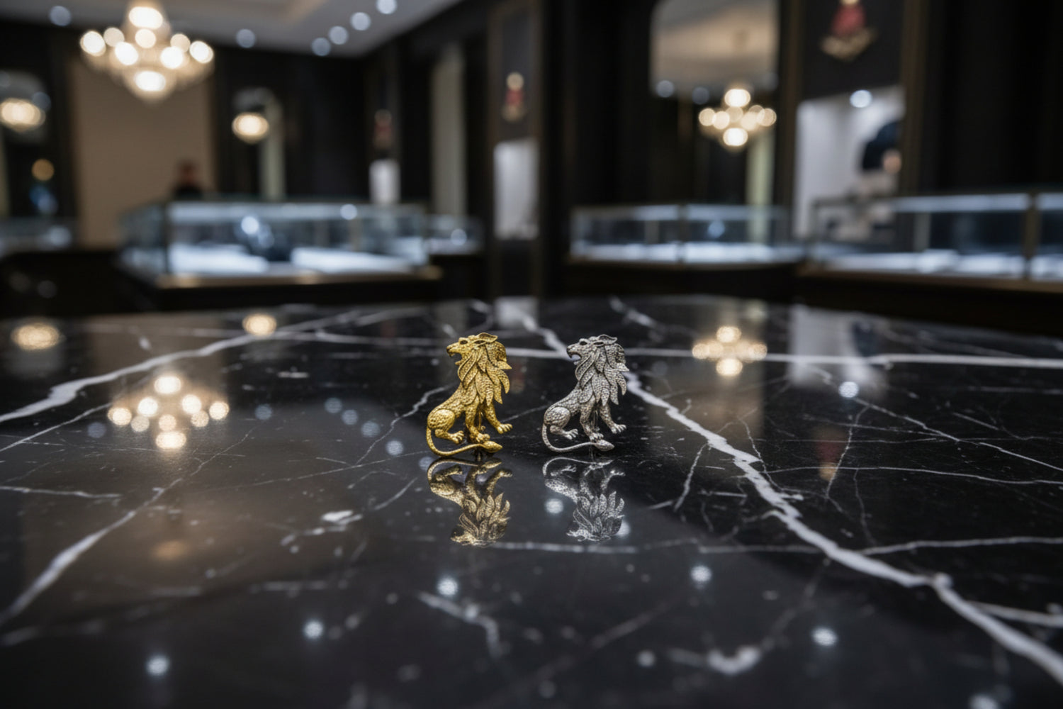 A Gold, Silver Colored Lion Shape Lapel Pin