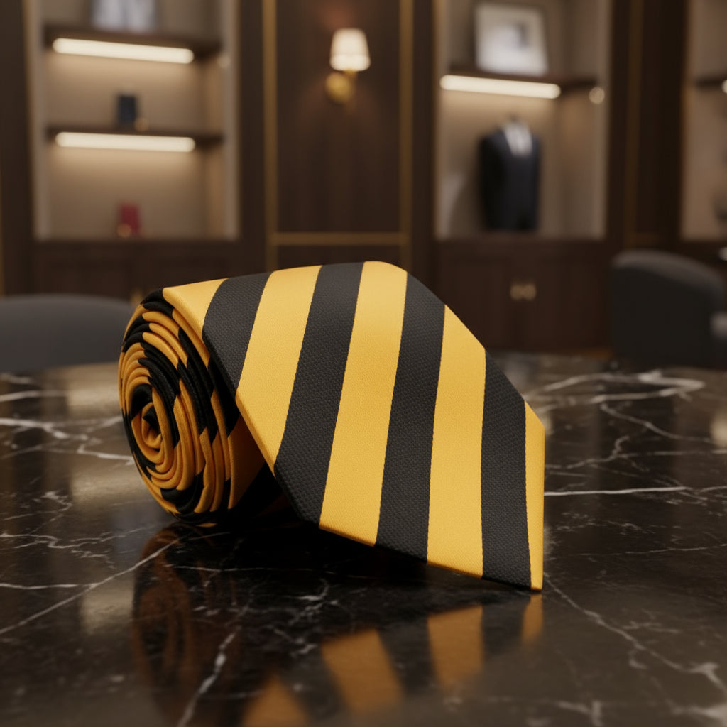 Black, Yellow Gold Stripe Tie  