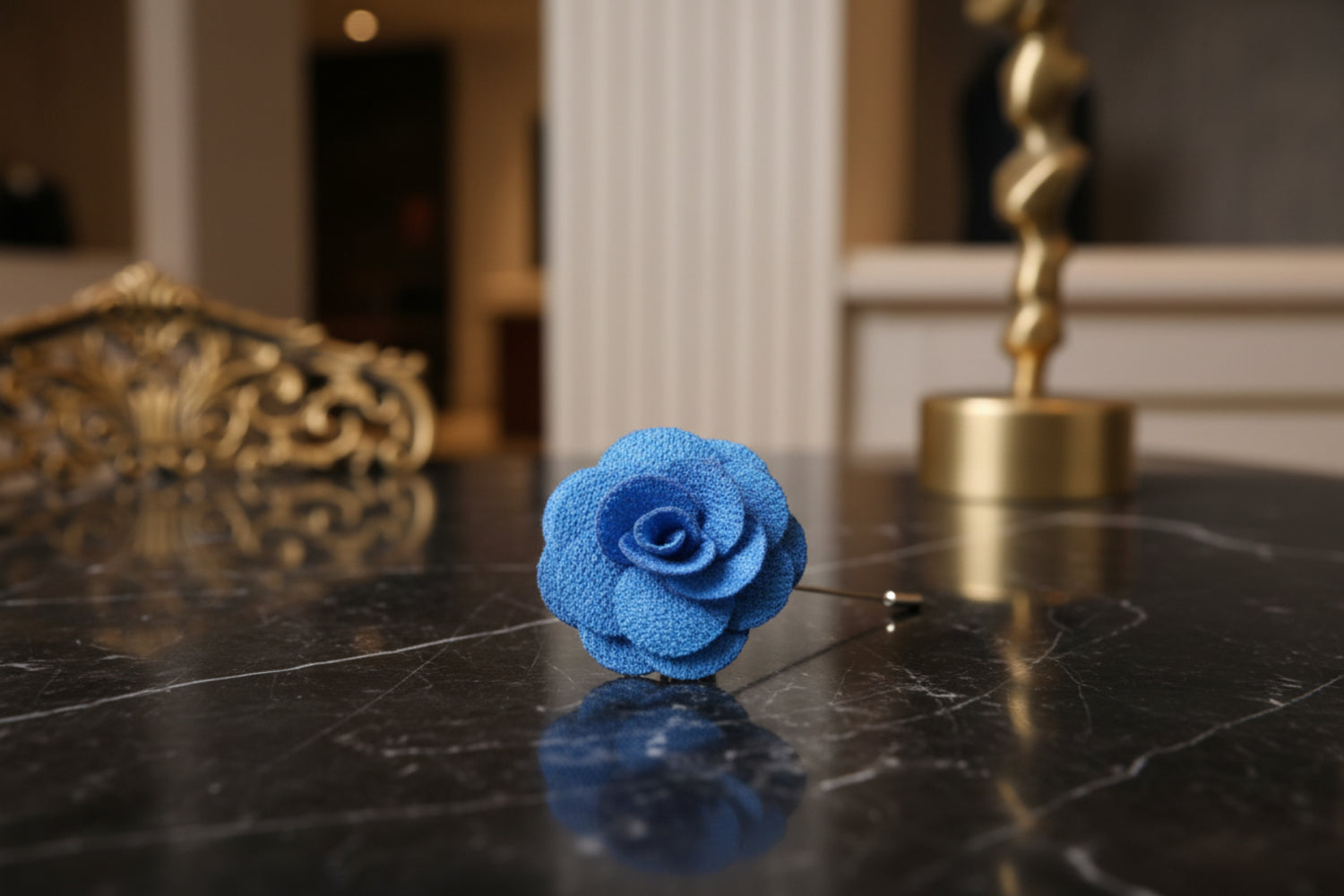 A Sky Blue Colored Lapel Flower