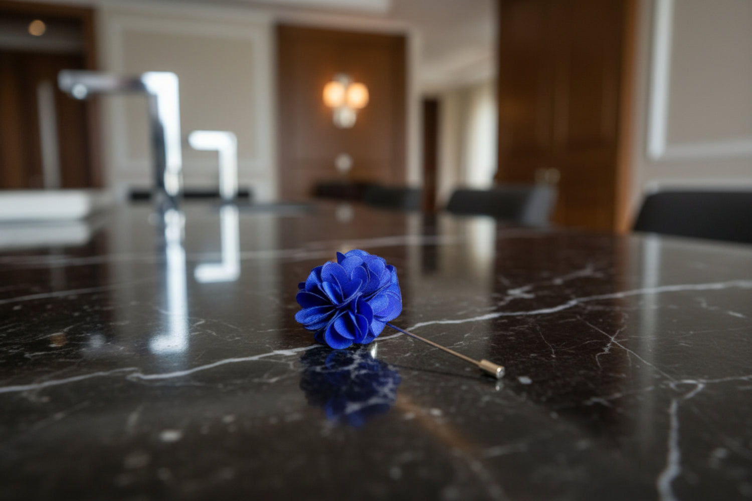 A Solid Bright Blue Lapel Flower||Bright Blue