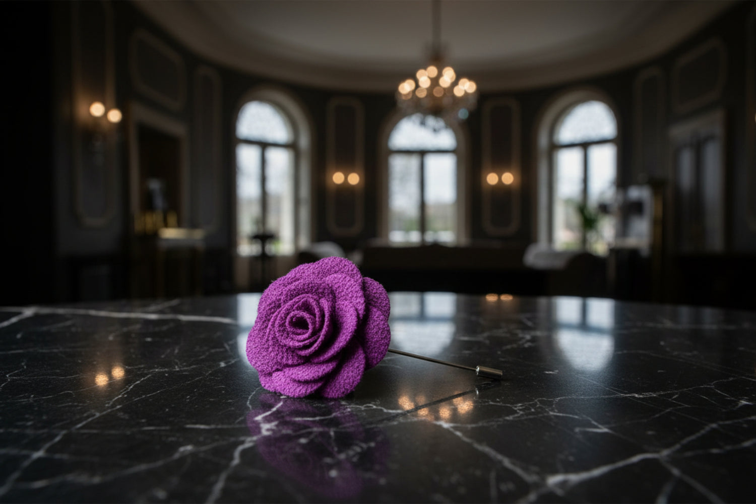 A Bright Purple Colored Lapel Flower