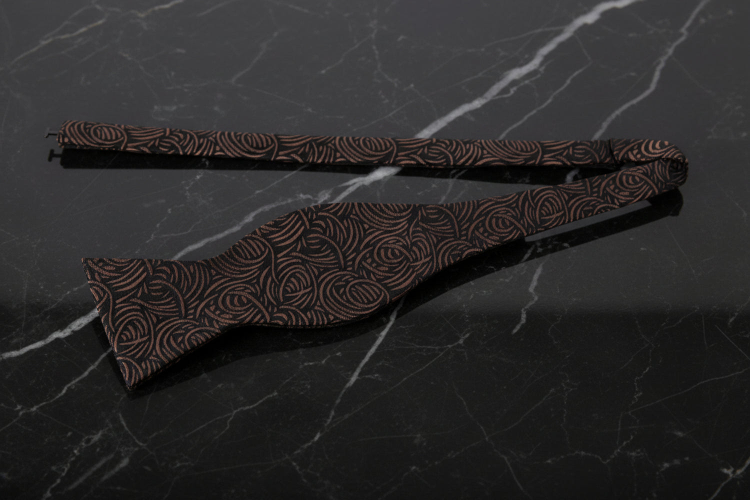 A Brown Abstract Swirls Self Tie Bow Tie Self Tie