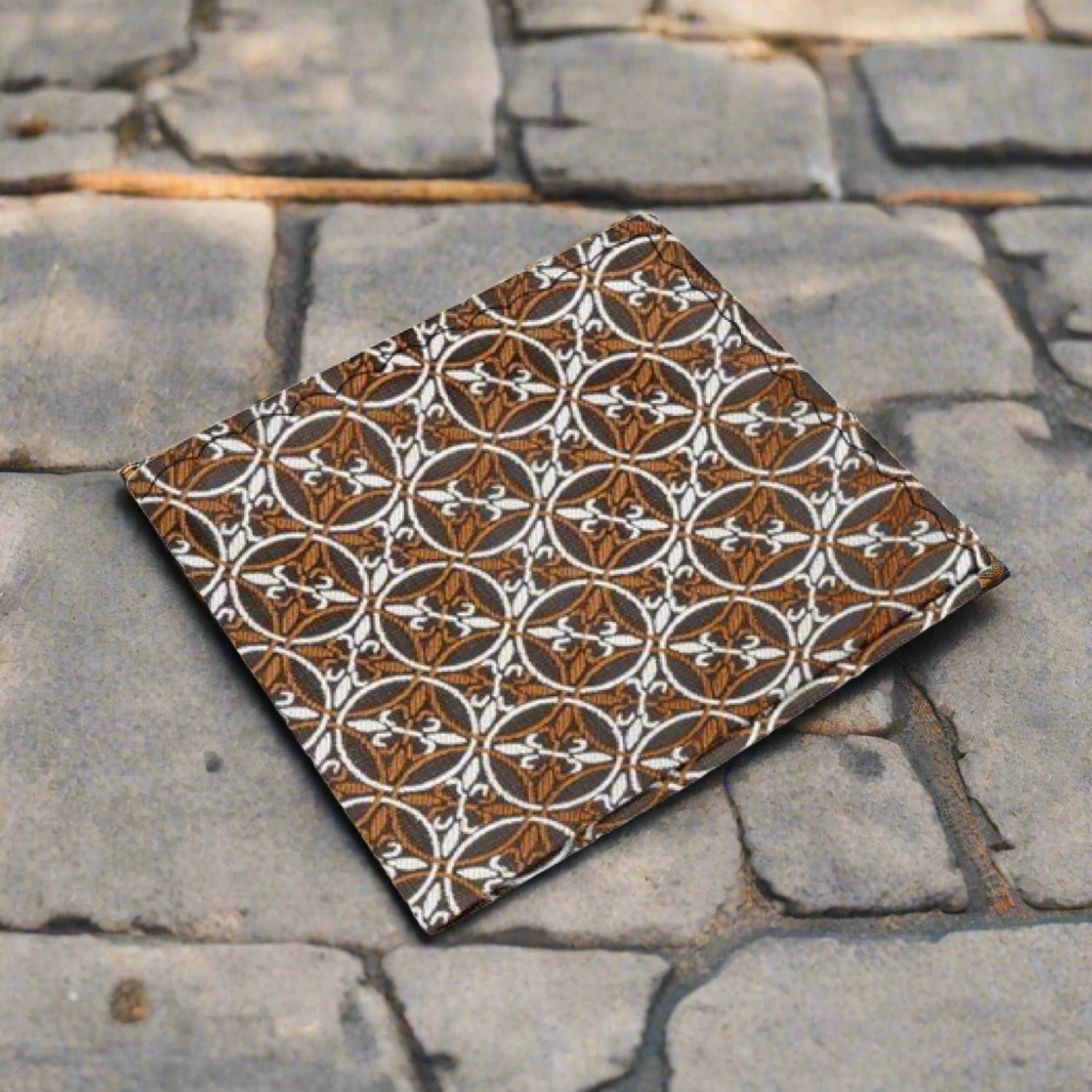 Main View: Light Brown Brown Fleur Pocket Square