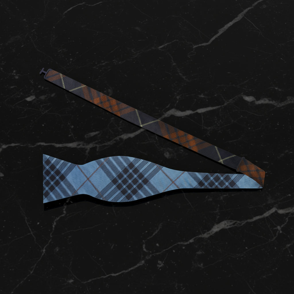 Self Tie: Brown, Blue Plaid Bow Tie  