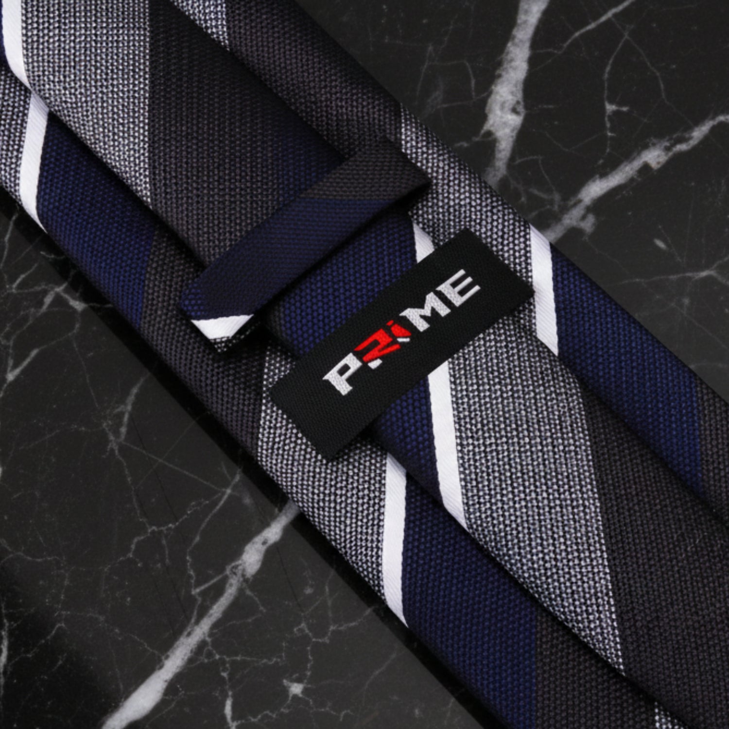 Tie Keep: Grey, Olive Brown, Grey and White Stripe Tie 