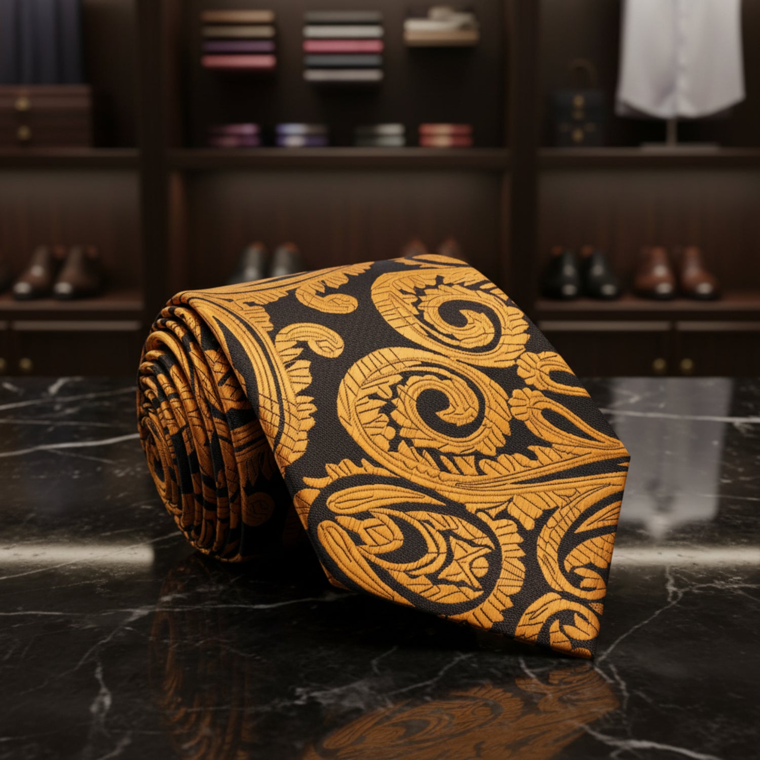Inca Gold, Rich Brown Paisley Tie  