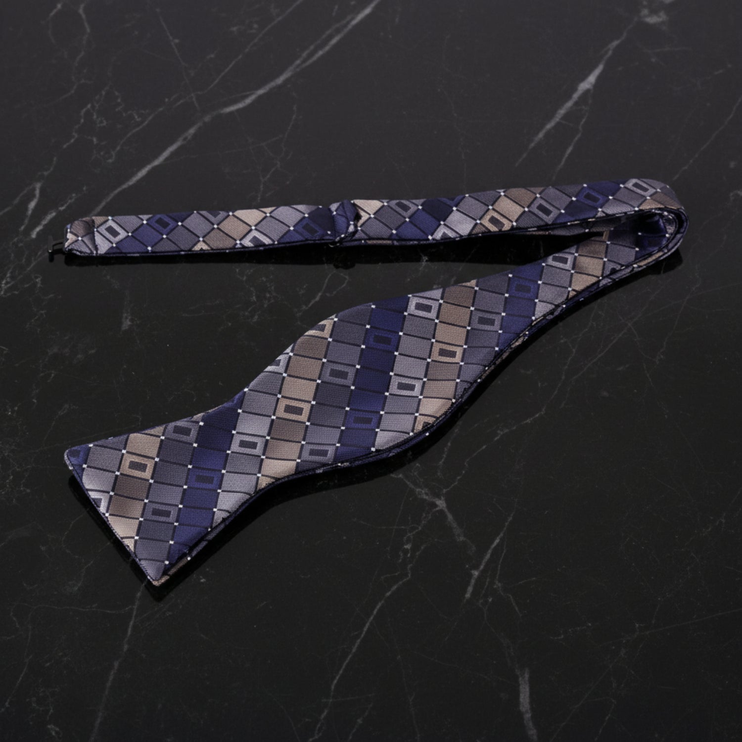 Brown, Grey Geometric Bow Tie Untied