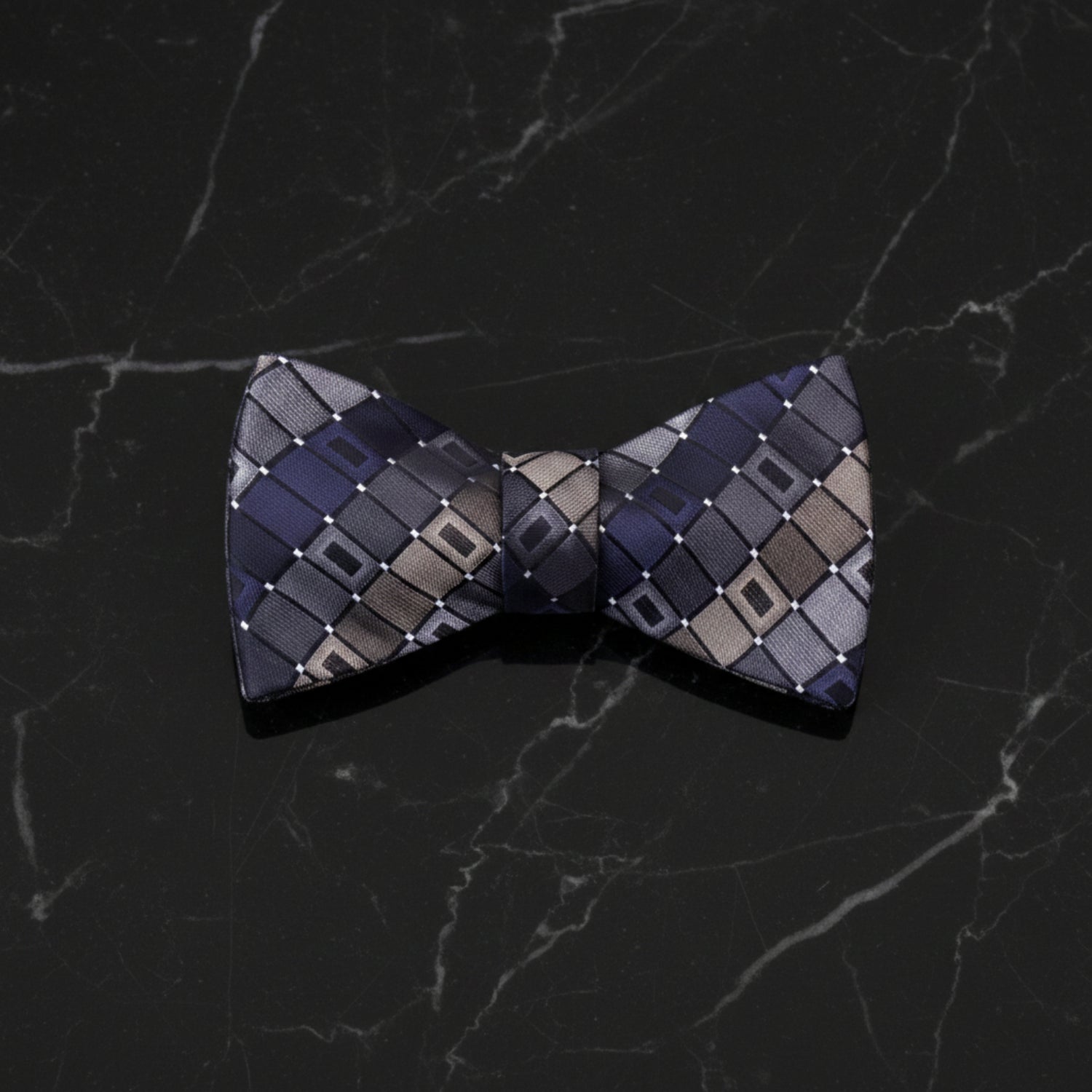 Brown, Grey Geometric Bow Tie 