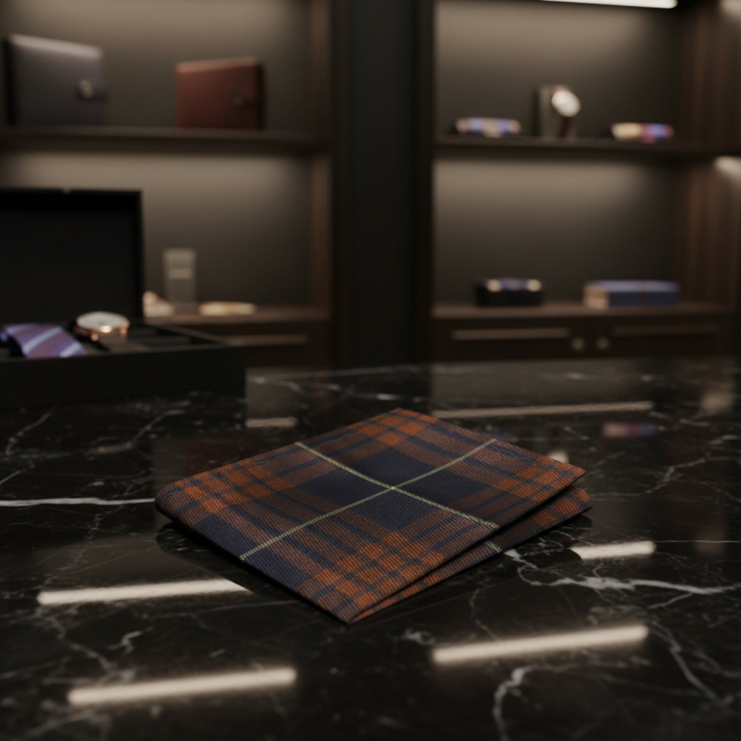 Brown Plaid Pocket Square