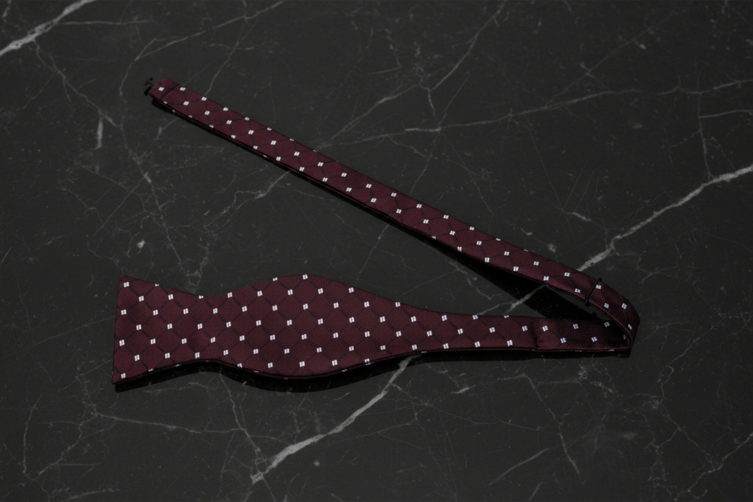 Self-Tie: A Brown, White Geometric with Small Checks Pattern Bow Tie,