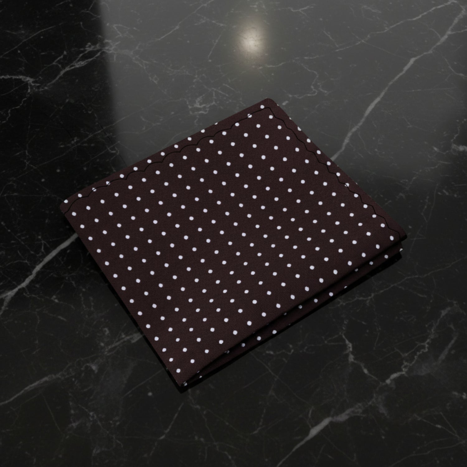 Brown, White Polka Dot Pocket Square