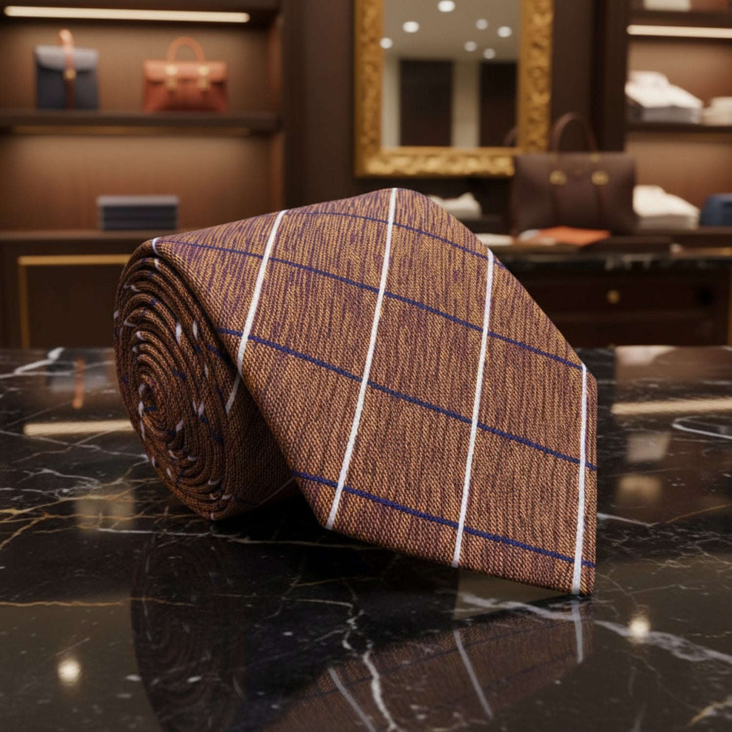 Brown Plaid Necktie