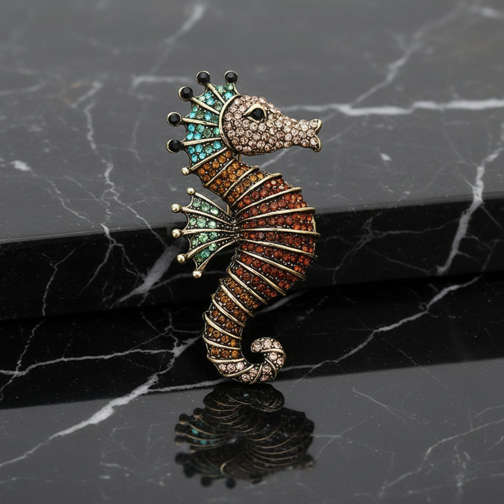 Brown Seahorse Lapel Pin