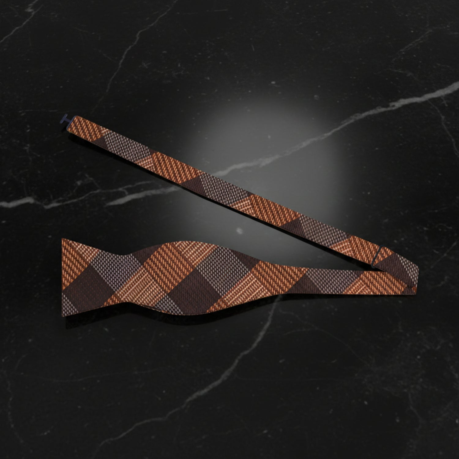 Brown and Orange Plaid Bow Tie Self Tie