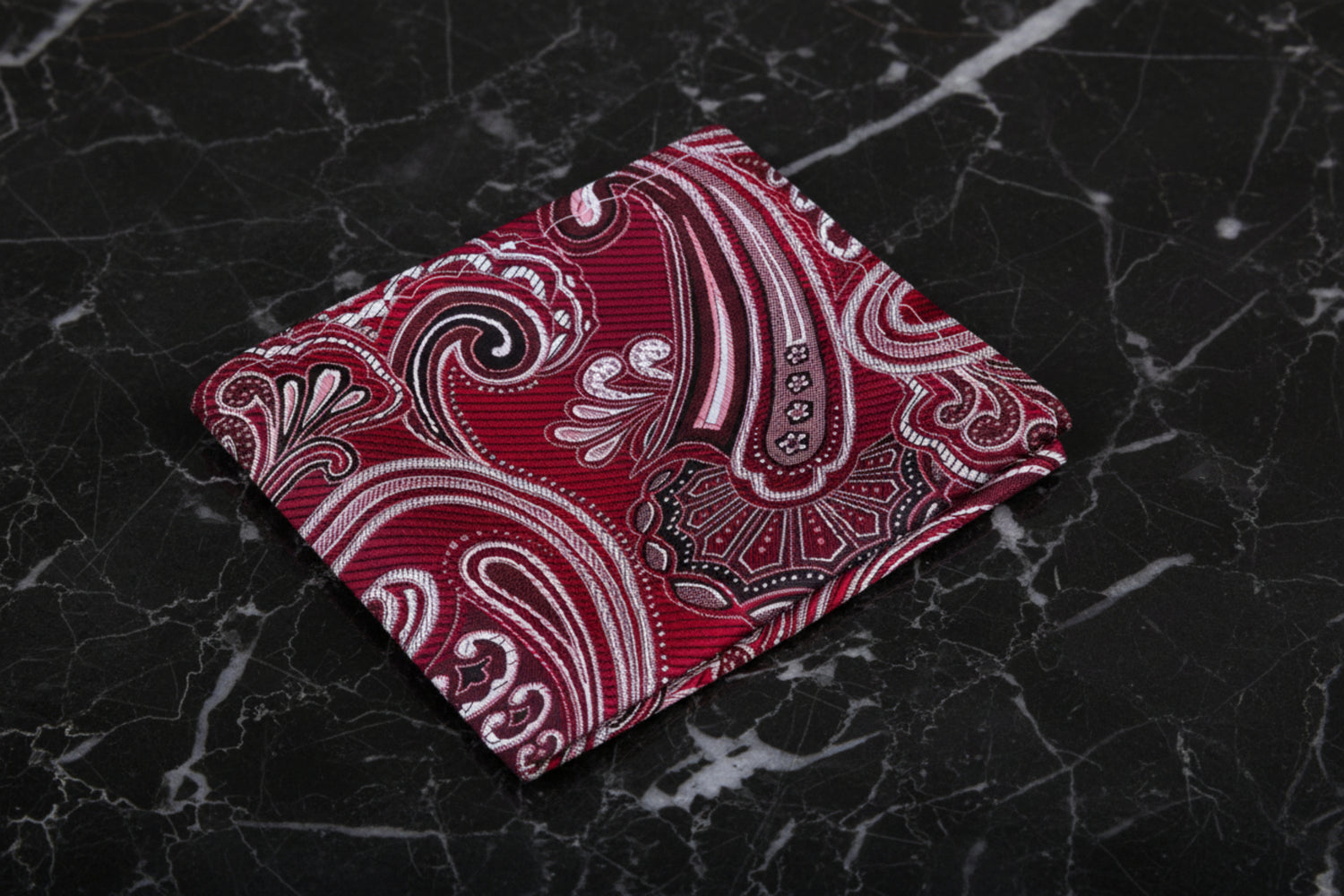A Burgundy Paisley Pattern Pocket Square